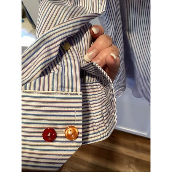 ETON Mens Contemporary Rainbow Button Down Shirt Sz 39 15.5 Long Sleeve - Picture 4 of 9